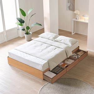 공간사이 비올라 3단 수납침대 슈퍼싱글 퀸, 오크, 06_수납침대+본넬매트Q GS1287