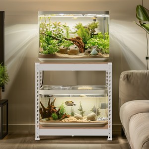 축양장 조립식 광폭 어항 선반 수족관 가로 400mm 모음, 3단 화이트, 1개