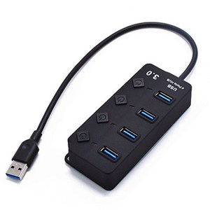 셀인스텍 USB3.0 4포트 개별스위치 USB확장 연장 USB허브, HUB-S430, 1개