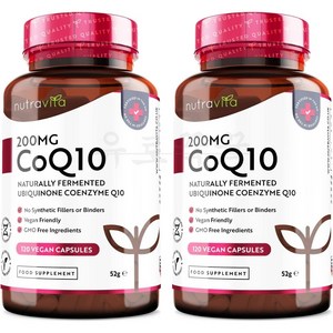 뉴트라비타 영국직구 코큐텐 CoQ10 200mg 120캡슐 x2병, 120정, 2개