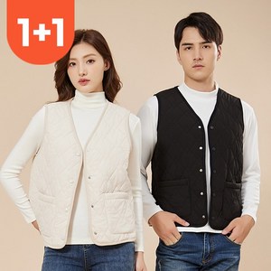 남녀공용 방한 경량 기모안감 누빔 퀼팅 조끼 초경량 베스트 빅포켓 1+1