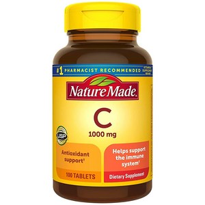 Nature Made 비타민 C 1000mg 알약 면역력 지원 100개입 3팩, 3개, 100정