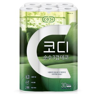 코디 순수 3겹데코 화장지 30m, 30개입, 1개