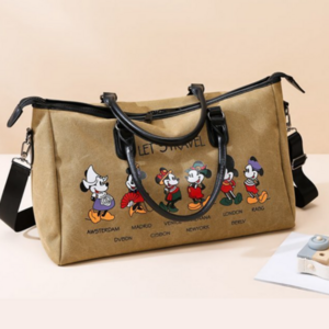 플랜와우 여행용 보스턴백 미키마우스 멀티포켓 대용량 가방, 브라운