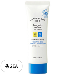 더페이스샵 내추럴선에코 슈퍼 액티브 리프세이프 선크림 SPA50+ PA++++, 80ml, 2개