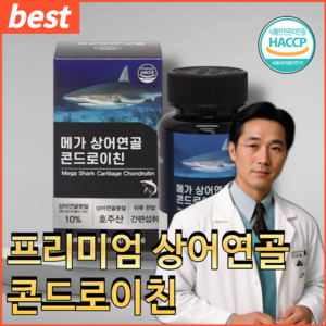 척추 좌골 관절 필수 미국산 프리미엄 HACCP 콘드로이친 상어연골, 1개, 90정