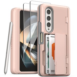 베루스 갤럭시 Z폴드4 힌지 보호 S펜 카드 수납 풀커버 휴대폰 케이스 모던 고 펜커버 + 전면 액정보호필름 2매