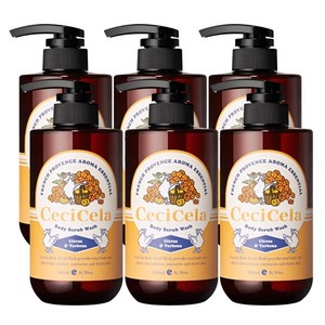쎄씨쎌라 아로마 에센셜 바디스크럽 워시 시트러스 앤 버베나 향, 6개, 500ml
