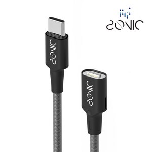 SONIC 100W PD C to C 마그네틱 자석 아이폰 갤럭시 C타입 고속충전 케이블, 케이블 1.2m(블랙), 1개