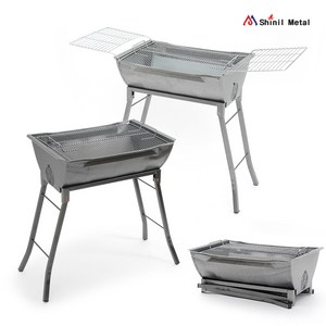 신일금속 스탠드 미니스탠드(중형) SL-704 캠핑 그릴 숯불 바베큐그릴 일반형, 날개형, 불판, 1개