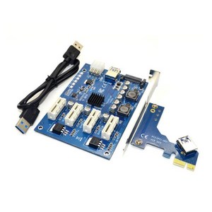 BTC 채굴용 확장 키트 PCI 익스프레스 스위치 멀티플라이어 허브 6 핀 SATA USB 라이저 카드 PCI-E X1 4PCI-E X16 1 4 포트, 01 파란, 1개, 한개옵션1