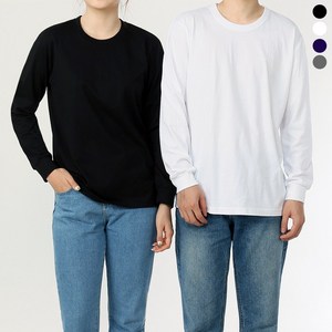 30수 남자 여자 베이직 기본 라운드 긴팔 무지티 면티 흰티(흰색 검정 곤색 멜란지)