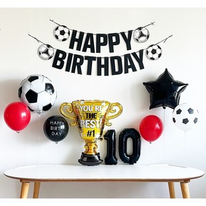 [하루비파티] 블랙축구 파티세트 축구공 트로피 풍선 생일파티, 블랙10