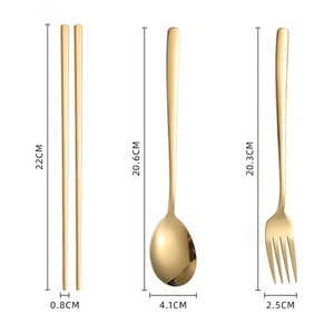 POMTOR 한식 스텐 수저 포크 세트 3p, 1세트, 수 저 포크, 골드 3p