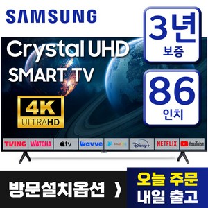 삼성 86인치 TV 크리스탈 UHD 4K LED 스마트 티비 86TU9010 미러링 유튜브 넷플릭스 티빙, 방문설치, 217cm(86인치), 벽걸이형