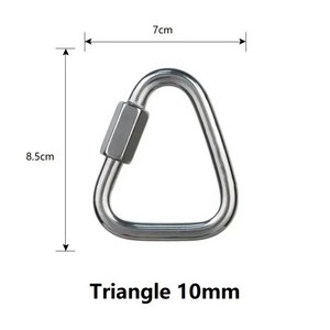 스테인리스 스틸 타원형 삼각형 카라비너 연결 링 Meilong 잠금 암벽 등반 장비 빠른 보안 Xinda 야외 도구, 03 Triangle 10mm, 1개