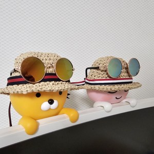 라이언 어피치 전용 밀짚모자 핸드메이드 카카오프렌즈 모니터 네이게이션 방향제 걸이, 1. 구찌스타일 머리띠 (모자만출고), 1개