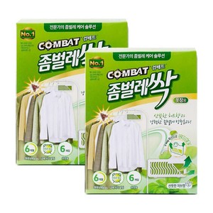 컴배트 좀벌레싹 옷장용 허브향 방충제 6p, 18g, 2개