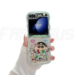 CASEJ Z플립3 헬로우 슬리피 잠옷 짱구 스마트톡 투명케이스