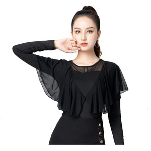 무용 라인댄스복 쉬폰상의, 쉬폰댄스복상의긴팔(3XL)