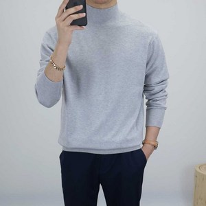 로코비전 부드러운 캐시미어 반폴라 니트 남자 오버핏 폴라 스웨터