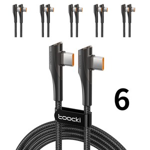 Toocki 90도 듀얼 ㄱ자형 USB-A/C to C타입 480Mbps 초고속 충전케이블, CtoC 100W, 6개, 2m