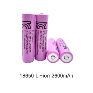 18650 배터리 리튬이온 충전지 배터리 KC인증 2600mAh 고출력 보호회로 3.7v, 1개, 1개입