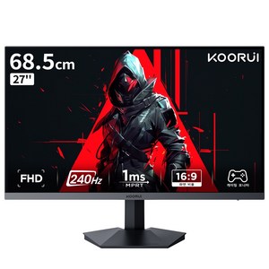 KOORUI 68.5cm 평면 게이밍 모니터 FHD VA 240HZ GN02 블랙