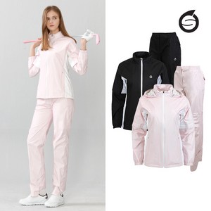 선덜랜드 여성 배색블럭 골프 레인웨어비옷 상하의세트 - 16252RW29, 90, 핑크