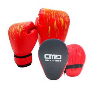 선물 불꽃 펀치 키즈복싱 고급 스파링 미트 세트 조카 남아 여아 구디백 놀이, 불꽃 글러브(레드)+고급형 스파링 미트(X2)