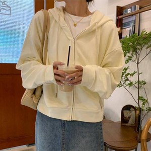데이즈온샵 여성용 데일리 단색 무지 후드 집업