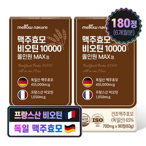 독일산 맥주효모 비오틴 10000 올인원 MAX정, 2박스, 90정