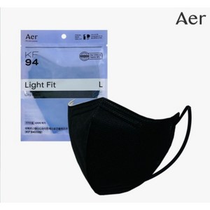 아에르 스탠다드 라이트핏 PLUS 보건용 마스크 중형 KF94, 1개입, 50개, 검정색