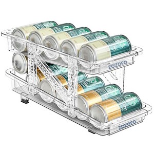 ZOZOFO냉장고 캔 저안트레이 음료수 맥주 정리 보관함 폭 조절 가능 / 음료 자동 정렬트레이 캔음료 정리 냉장고 자동 디스펜서, 투명