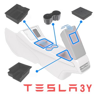 호환 4종 닉트로 테슬라 모델 3 Y 센터 악세사리 콘솔박스 정리함 보관함 수납함 케이스, 팔걸이커버 하단수납함, 1개