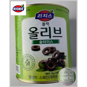 [RICHIS] 스페인산 리치스 슬라이스 블랙 올리브 3kg 1EA(상온)_치즈왕자, 1개