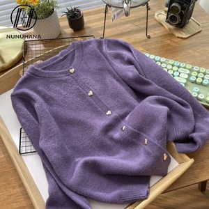 NUNUHANA 여성 라운드 니트 가디건 J0260