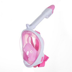 풀 페이스 스노클링 마스크 스노클 장비 세트 물안경 잠수경 성인 아동 어린이, 핑크