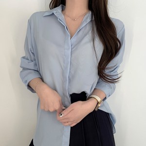 티데일리 여성용 히든버튼 찰랑 루즈 셔츠 블라우스