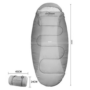 F/W 동계 가벼운 와이드 캠핑침낭 ps300, 그레이, 1개
