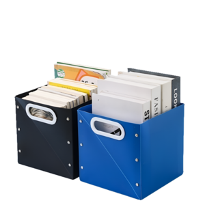 다용도 회사 소품정리 수납함 리빙 팬트리 의류 장난감 폴딩 책 노트 자료 문서 의류 수납 판촉, 반투명_소형