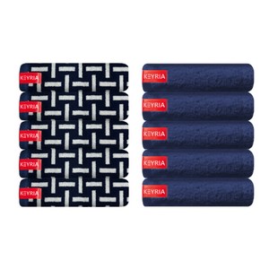 키리아타올 10장 먼지없는 코마사 40수 호텔 수건, 1개, 네이비엣지 5장 + 네이비 5장