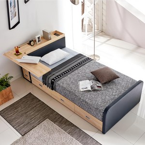 마티노가구 조타3 수납 슈퍼싱글 침대프레임(매트리스 별도구매), 네이비