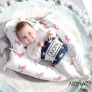 시오나 더날개쿠션 영유아숙면 머리쿵 역류방지 항균원단 경추베개 활용, 핑크