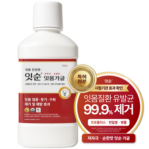 잇순 잇몸붓기 염증 예방 특허성분 입냄새제거 프로폴리스 천일염 병풀 구강청결제, 1개, 600ml