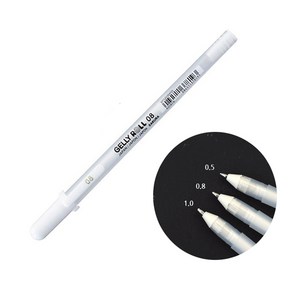 사쿠라 젤리롤 화이트펜 0.5mm 0.8mm 1.0mm/겔리롤 화이트펜, 1.0mm