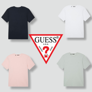 [매장정품] 게스 GUESS 남성 폴리고축사 실리콘라벨 반팔티 S~XL