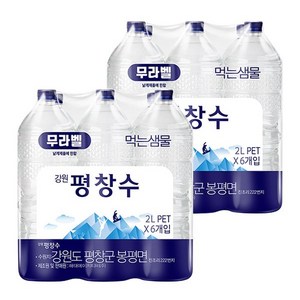 강원평창수 무라벨 생수, 2L, 6개