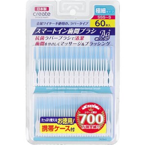 일본 치간칫솔 스마트인 치아케어 휴대용 부드러운 실리콘 타입 SSS-S 60개입, 0.5mm, 1개