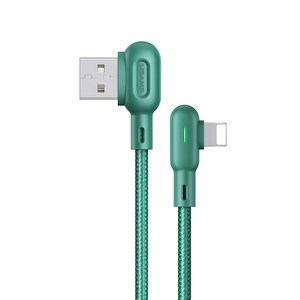 [유삼스] 라이트닝8핀 라이트 직각 충전/데이터케이블1.2m, 그린, 1개